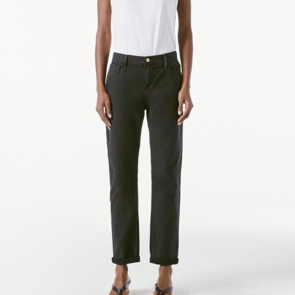 Frame Denim Le Garcon Washed Black Boyfriend Jean